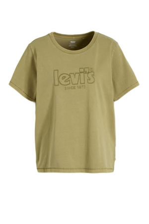 T-shirt Graphic Classic met logo olijfgroen