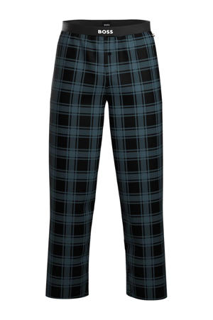 geruite pyjamabroek zwart/turquoise
