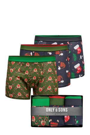 giftbox boxershort ONSX-MAS (set van 3) met kerst print