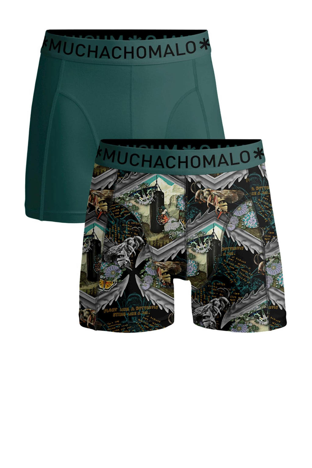 Muchachomalo   boxershort - set van 2 groen/zwart/grijs