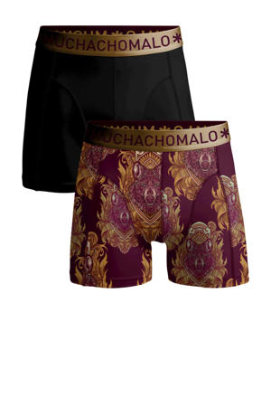   boxershort - set van 2 bordeaux/zwart/goud