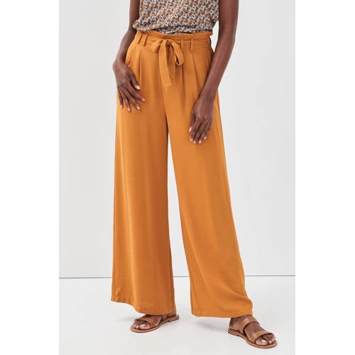 Cache Cache high waist wide leg broek geel afbeelding