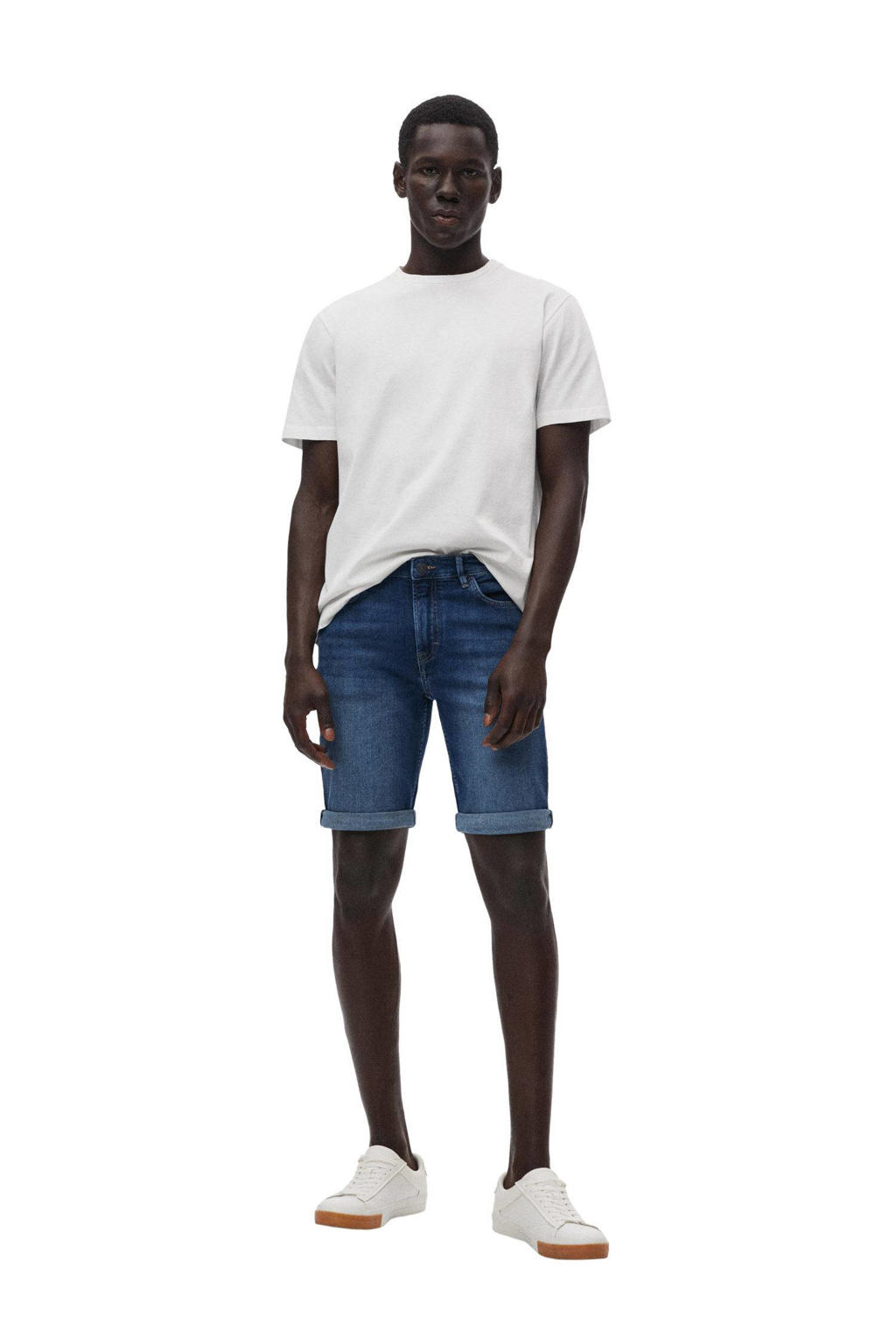 Mango Man slim fit jeans short donkerblauw