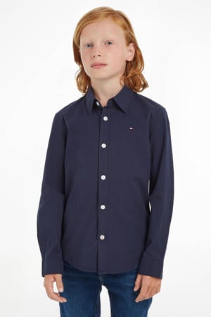 poplin overhemd donkerblauw