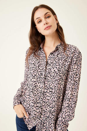 blouse met panterprint roze