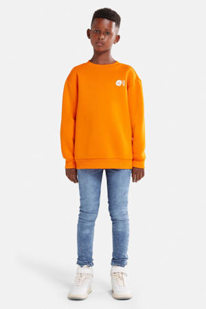 sweater Mitch met printopdruk oranje