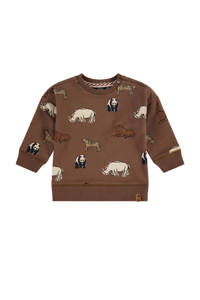 Babyface sweater met dierenprint bruin