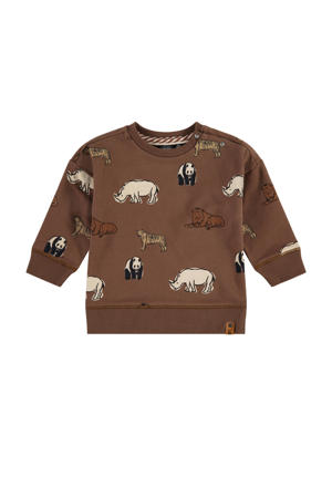 sweater met dierenprint bruin