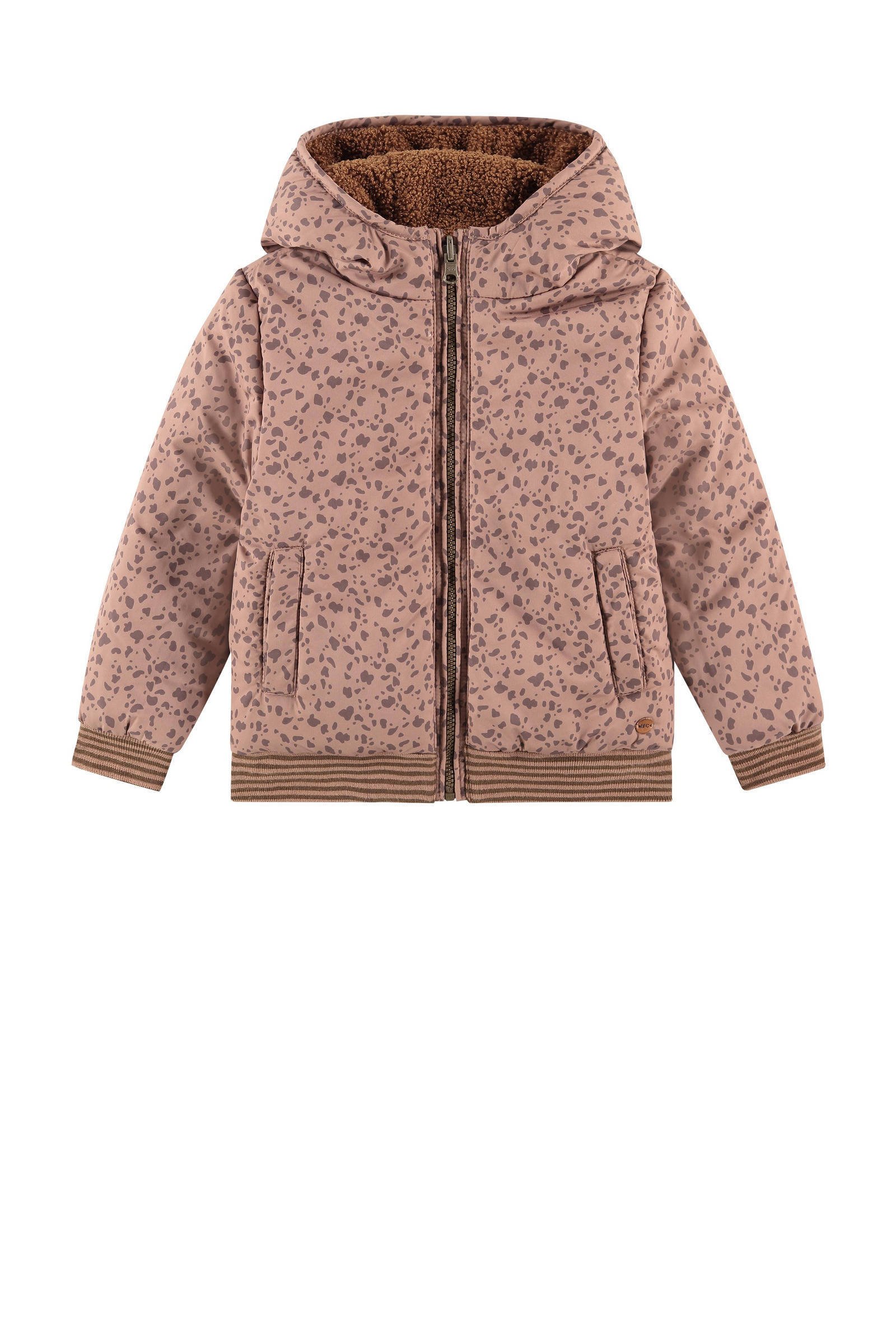 reversible teddy winterjas oudroze