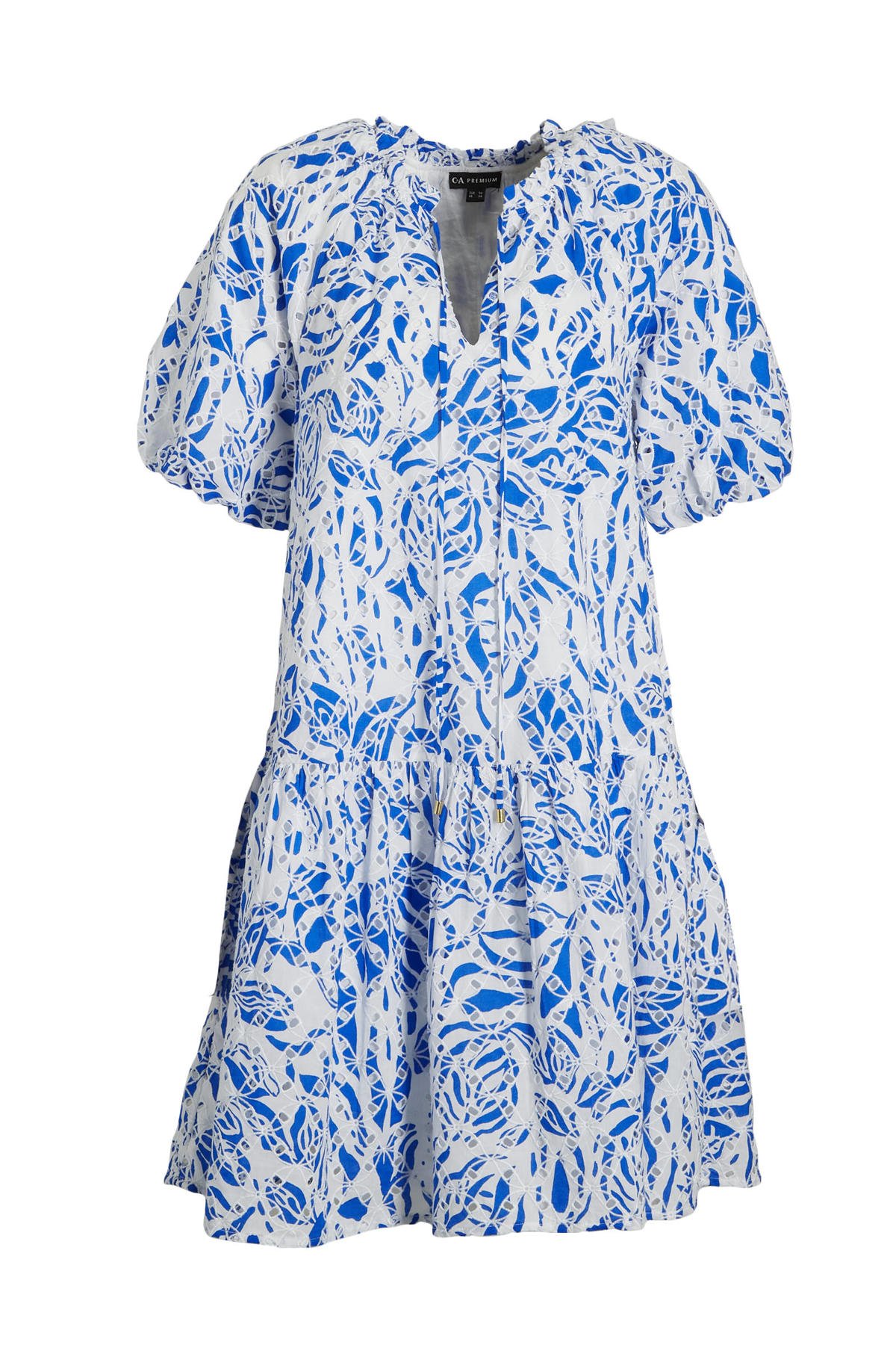 C&A jurk met all over print en blauw/wit | wehkamp