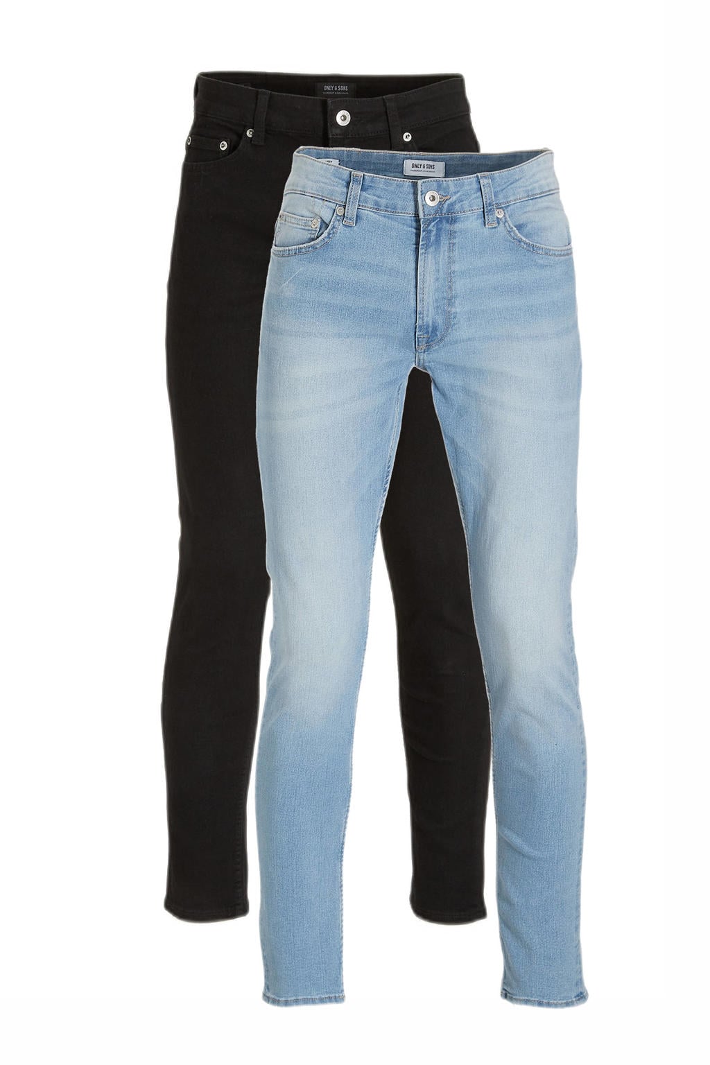 ONLY & SONS slim fit jeans blauw en zwart (set van 2)