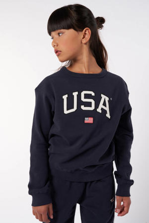 sweater Soel Jr met logo donkerblauw