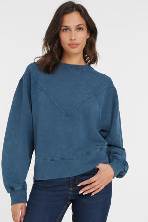 sweater met acid wassing donkerblauw