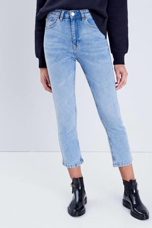 cropped high waist slim fit jeans denim bleach