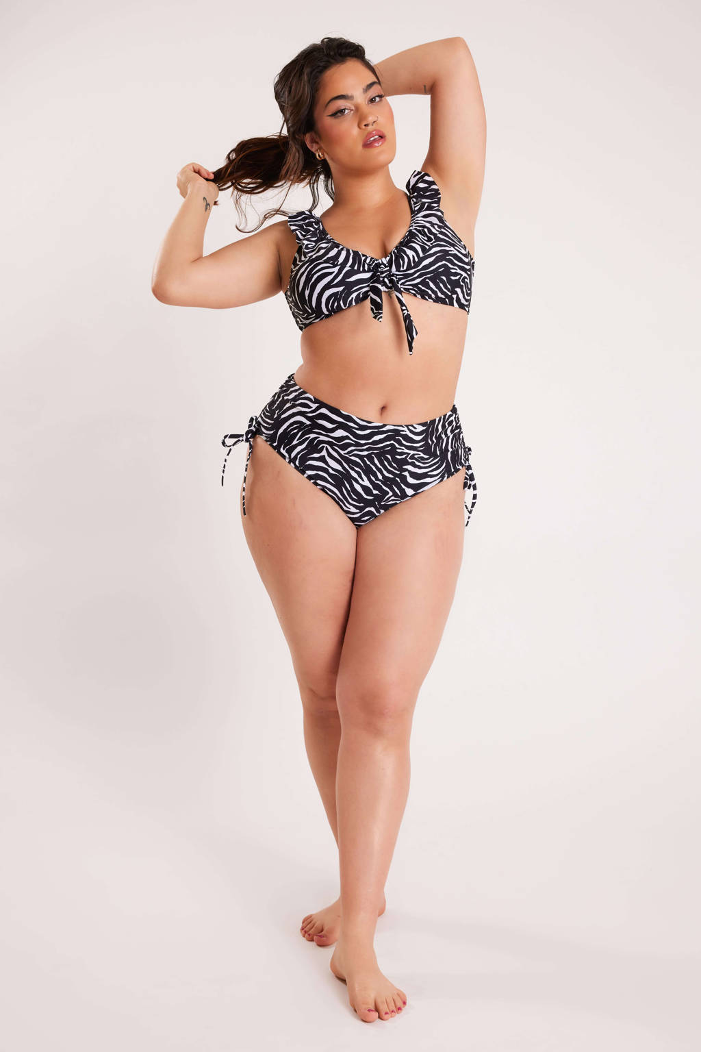 Vervreemden Spelen met agitatie MS Mode voorgevormde bikinitop met zebraprint zwart/grijs | wehkamp