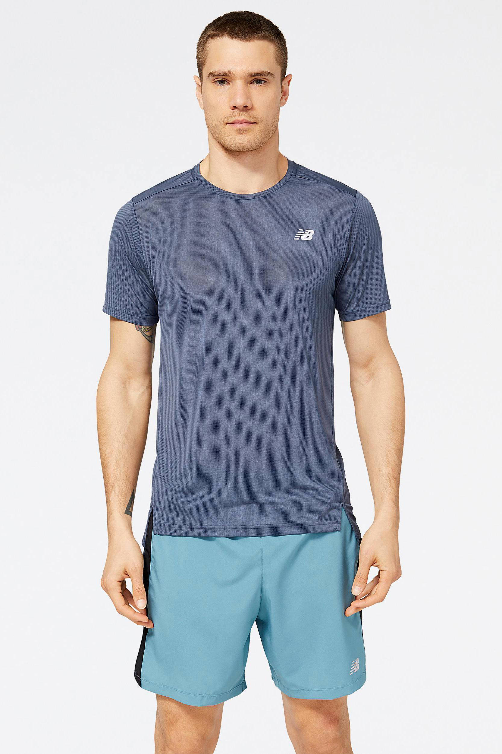 New Balance hardloopshirt grijsblauw | wehkamp