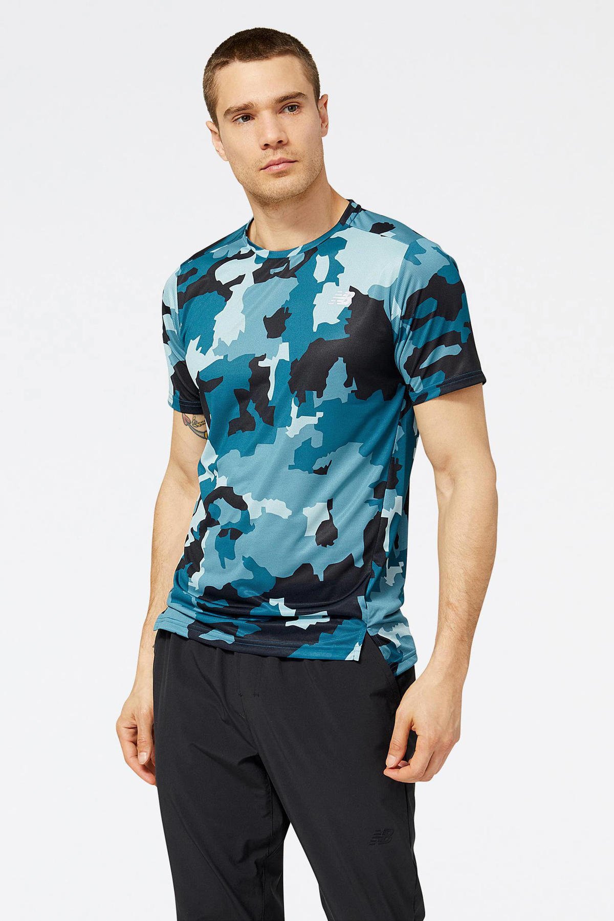 servet woordenboek Mislukking New Balance sport T-shirt camo blauw/lichtblauw | wehkamp