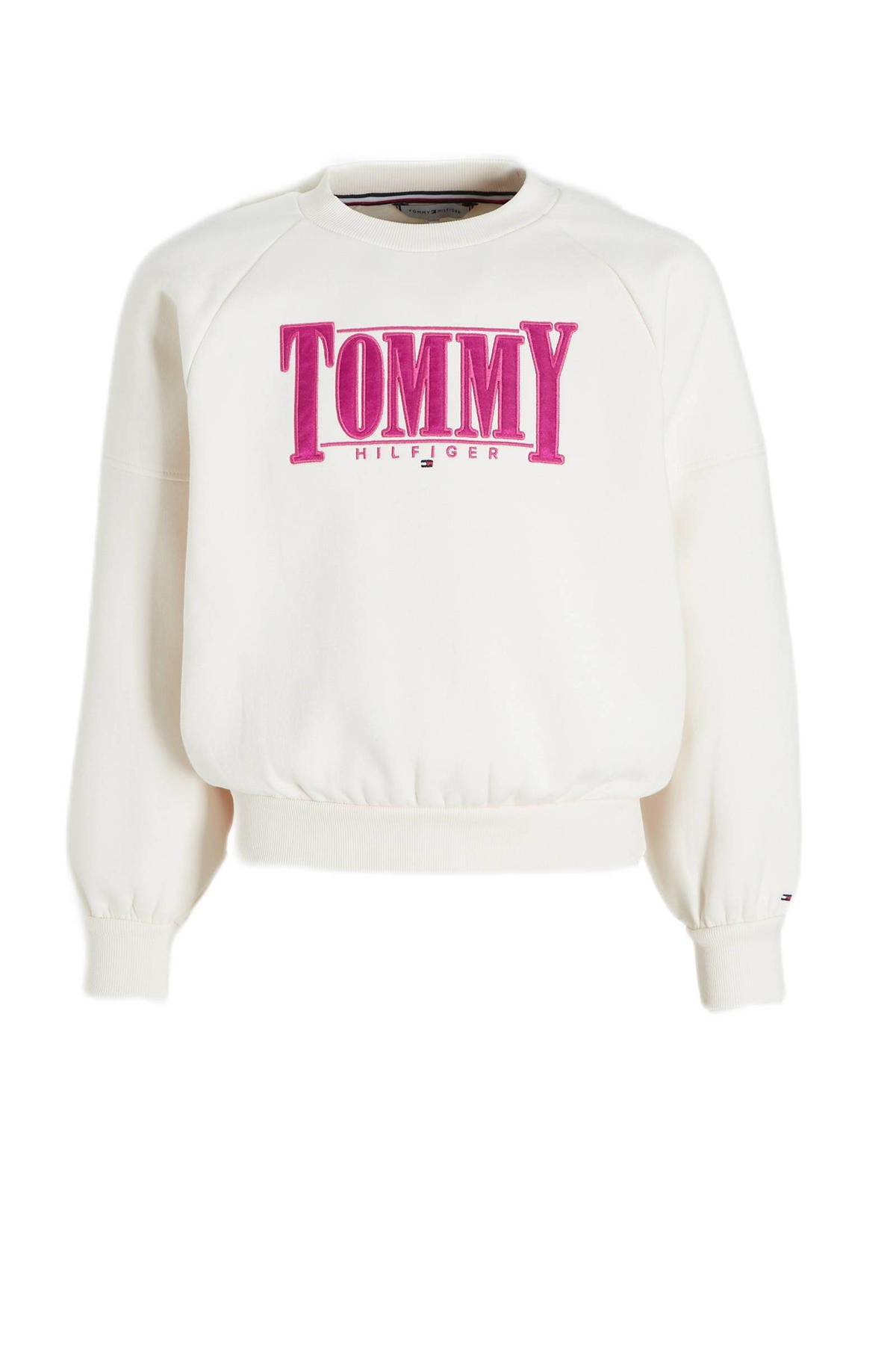 Veeg roestvrij zondag Tommy Hilfiger sweater met logo wit/roze | wehkamp