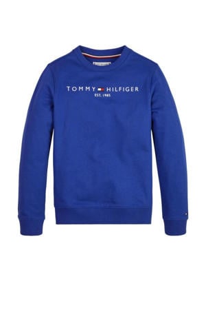 sweater met logo kobaltblauw