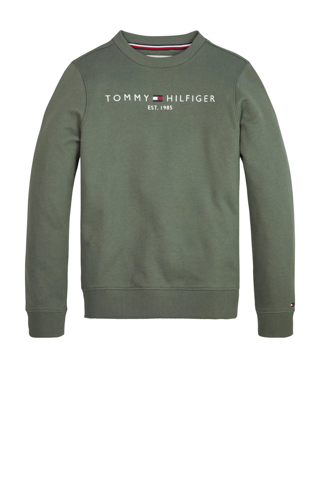 Tommy Hilfiger sweater met logo kaki