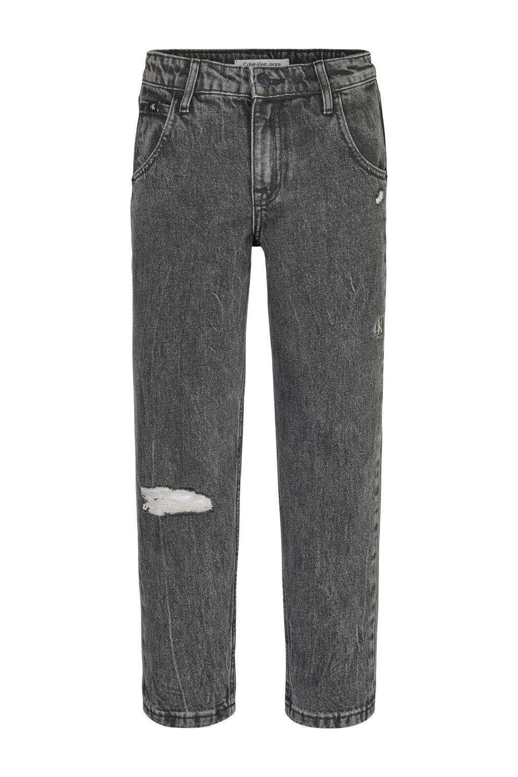 Grijze meisjes CALVIN KLEIN JEANS loose fit jeans washed stone black van katoen met regular waist en rits- en knoopsluiting