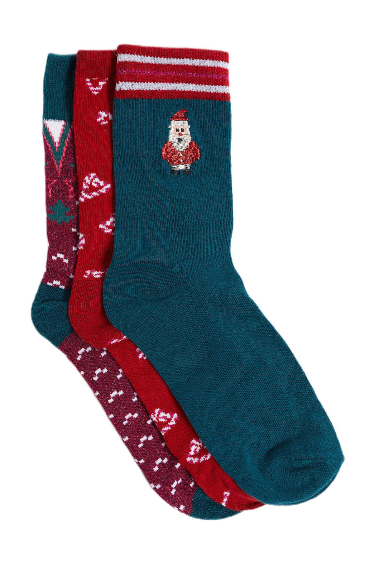 Competitief zijde Spaans WE Fashion sokken met all-over kerstprint donkergroen/rood | wehkamp