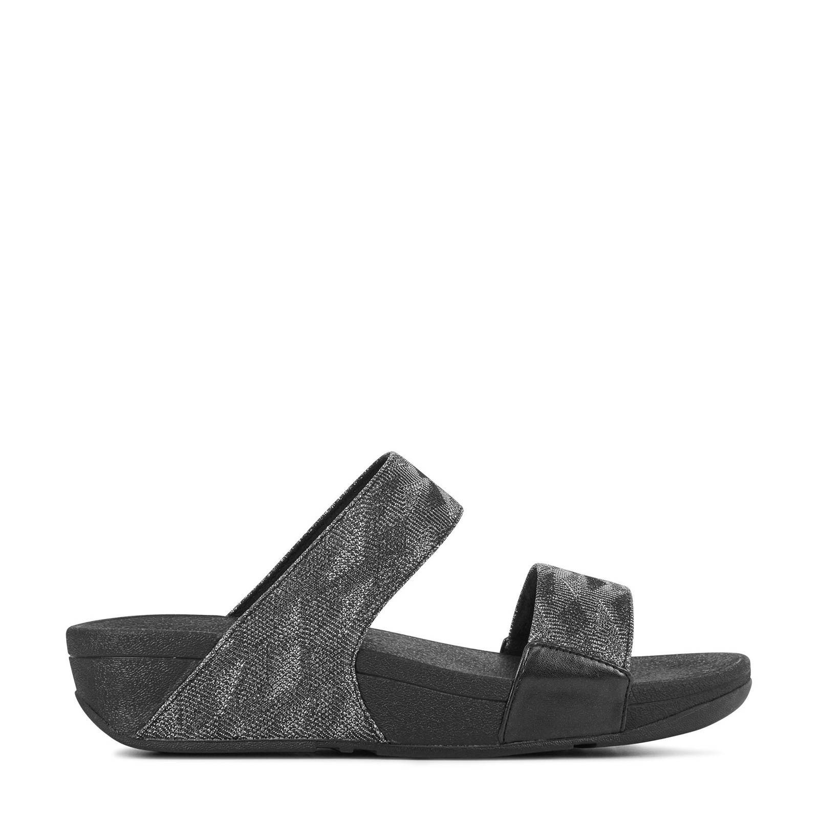 FitFlop TM Lulu Slide Geo Glitz ET6 slippers zwart | wehkamp