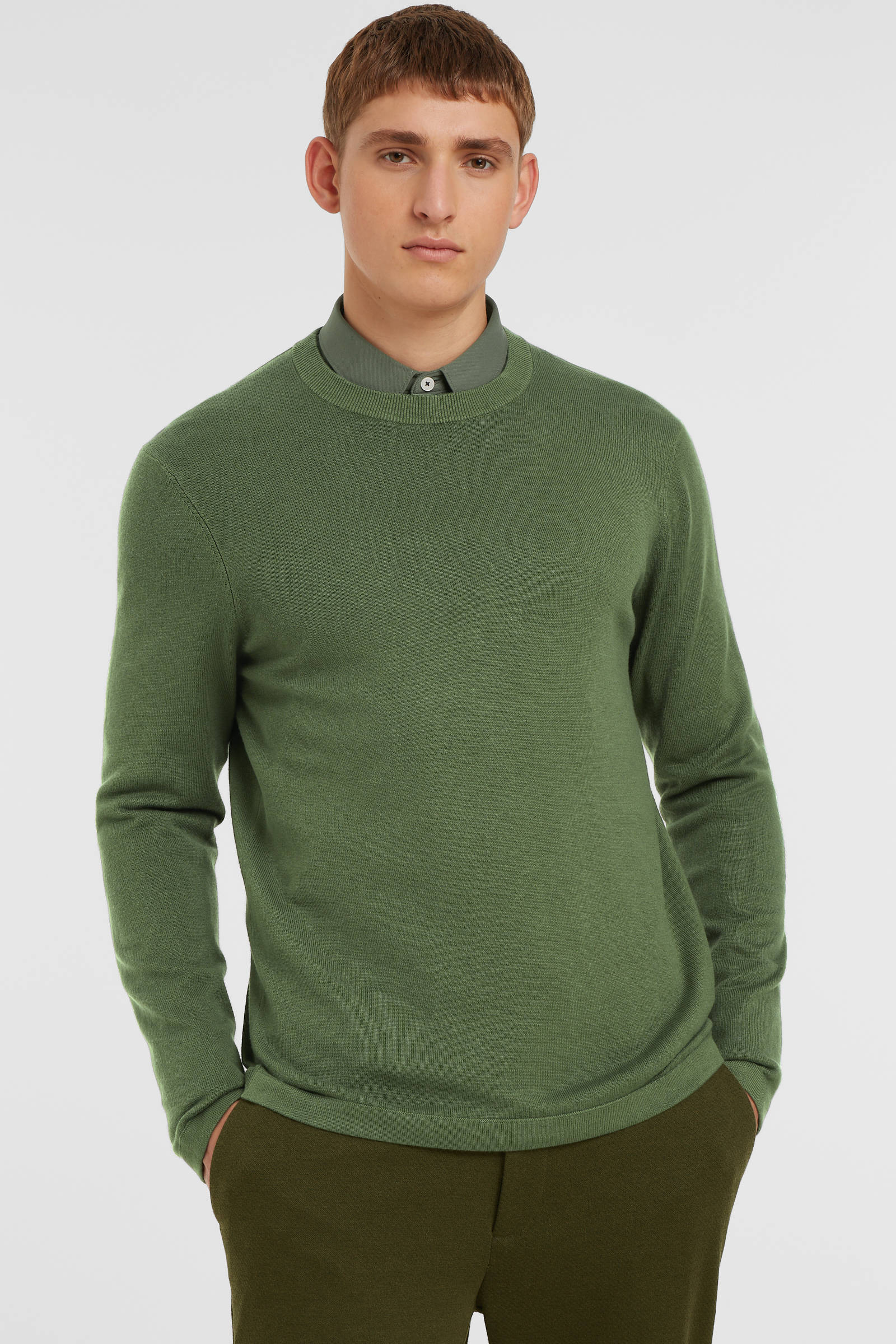 Mode Sweaters V-halstruien Marc O’Polo Marc O\u2019Polo V-halstrui lichtgrijs gestippeld casual uitstraling 