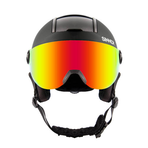 Sinner ski helm met vizier Bullit Visor mat zwart (zilverkleurige lens)