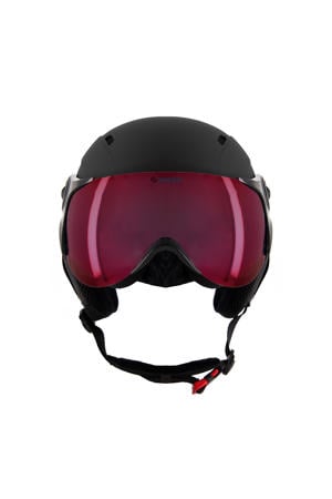  ski helm met vizier Typhoon Visor mat zwart (rode lens)