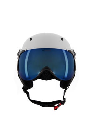  ski helm met vizier Typhoon Visor mat wit(blauwe lens)