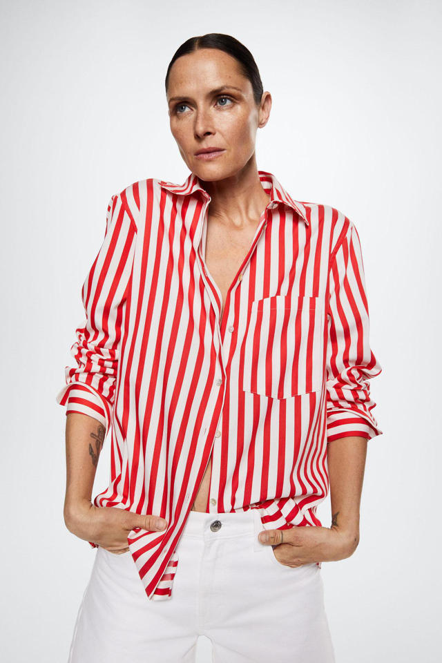 Infrarood Geurloos Gezag Mango gestreepte blouse rood/wit | wehkamp