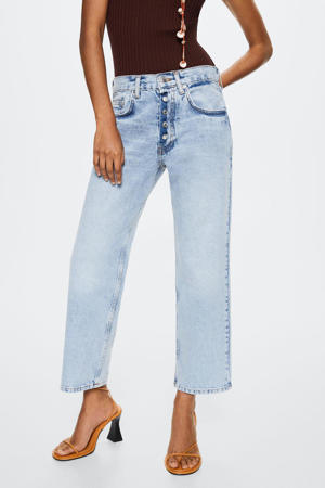 cropped low waist straight fit jeans blauw