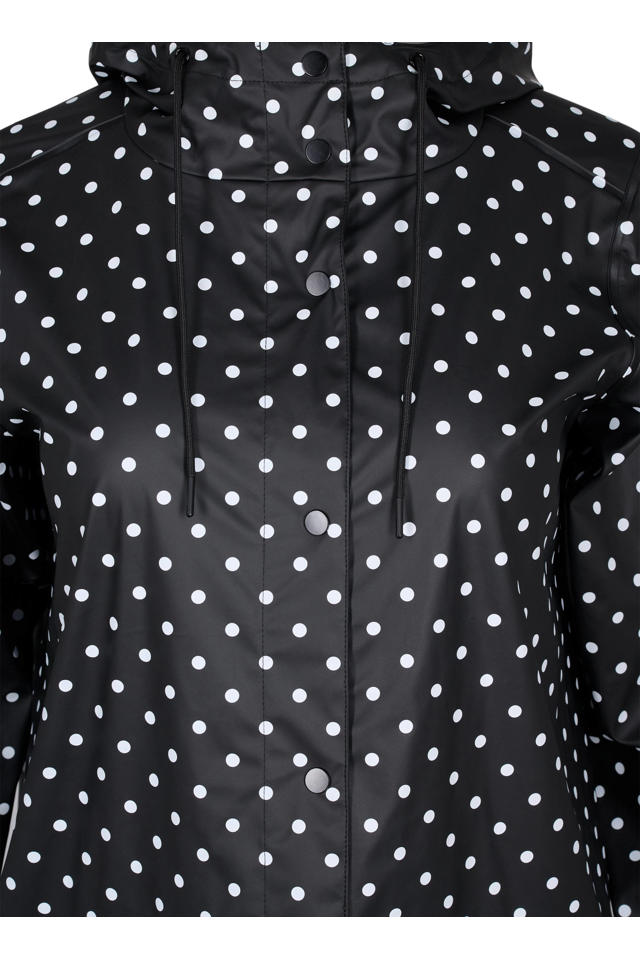 Geplooid veiligheid Uitgang Zizzi regenjas met stippen zwart, wit | wehkamp
