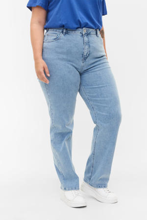 high waist straight fit jeans Megan lichtblauw