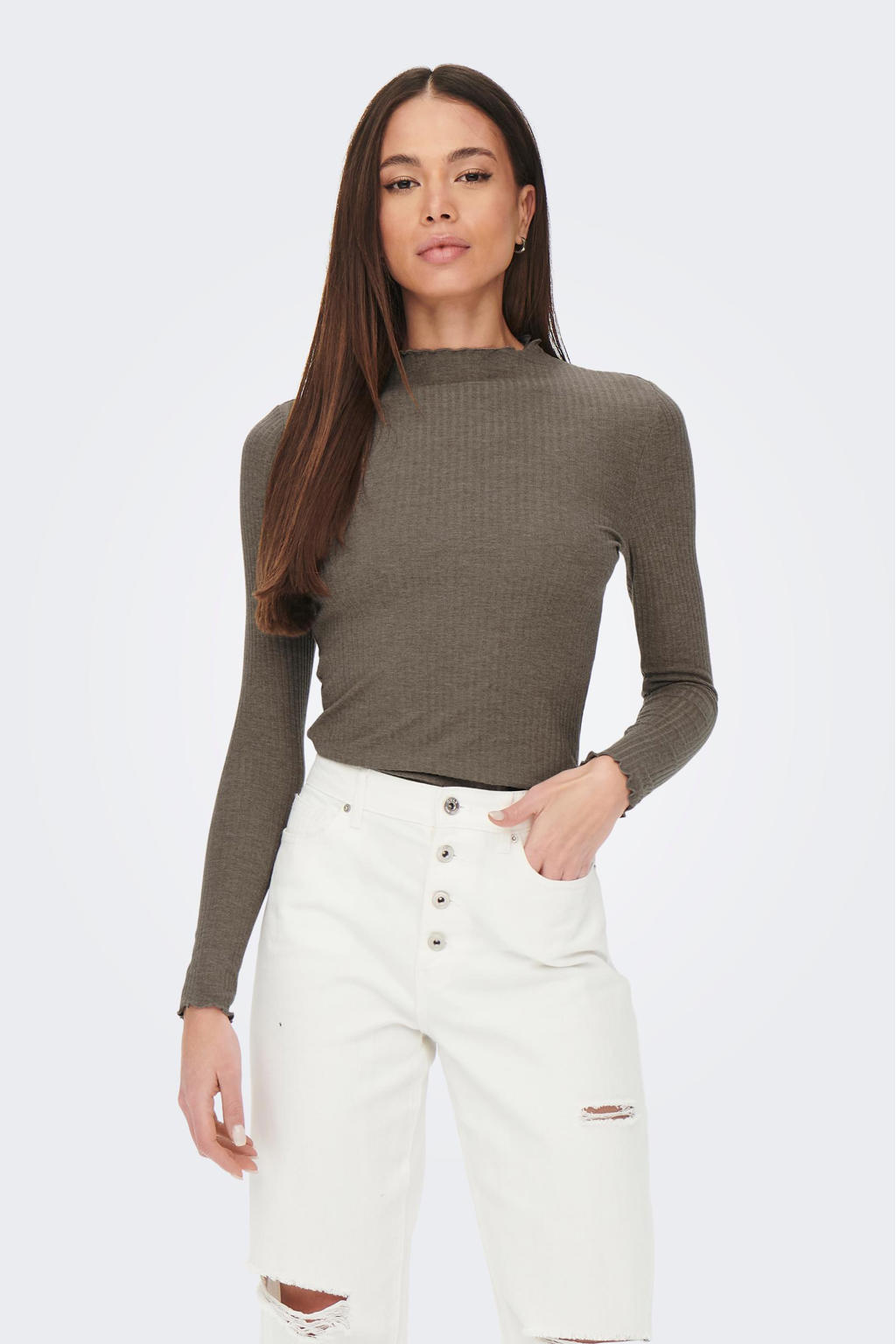 Only Onlemma Top A Collo Alto Ombre Blue Melange Da Donna