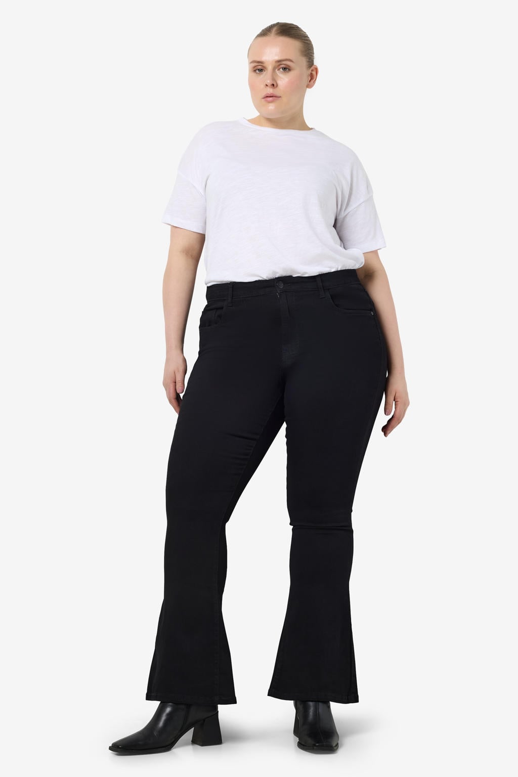 NOISY MAY Curve high waist flared jeans NMSALLIE zwart