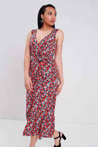 Cache Cache jurk met all over print en volant donkerblauw/rood/roze