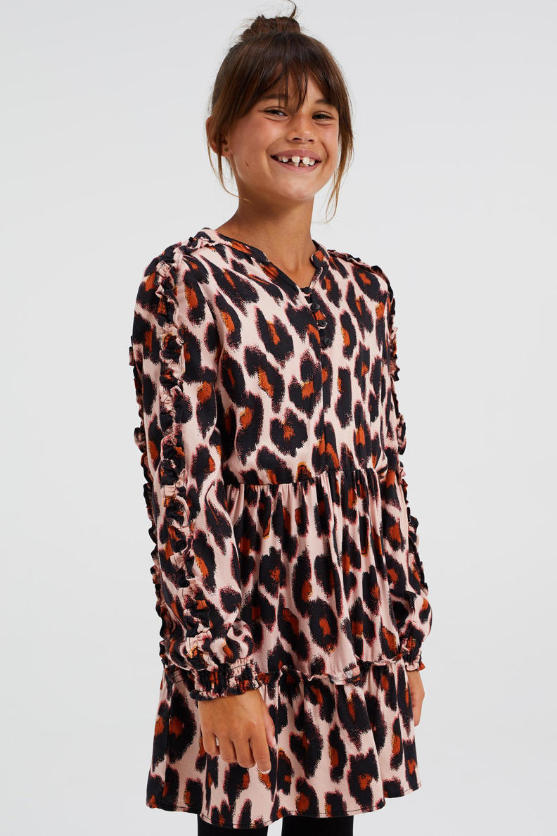 jurk roze panterprint