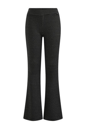 geruite flared broek zwart/wit