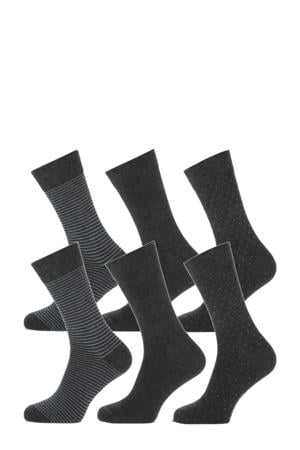 sokken - set van 6 antraciet