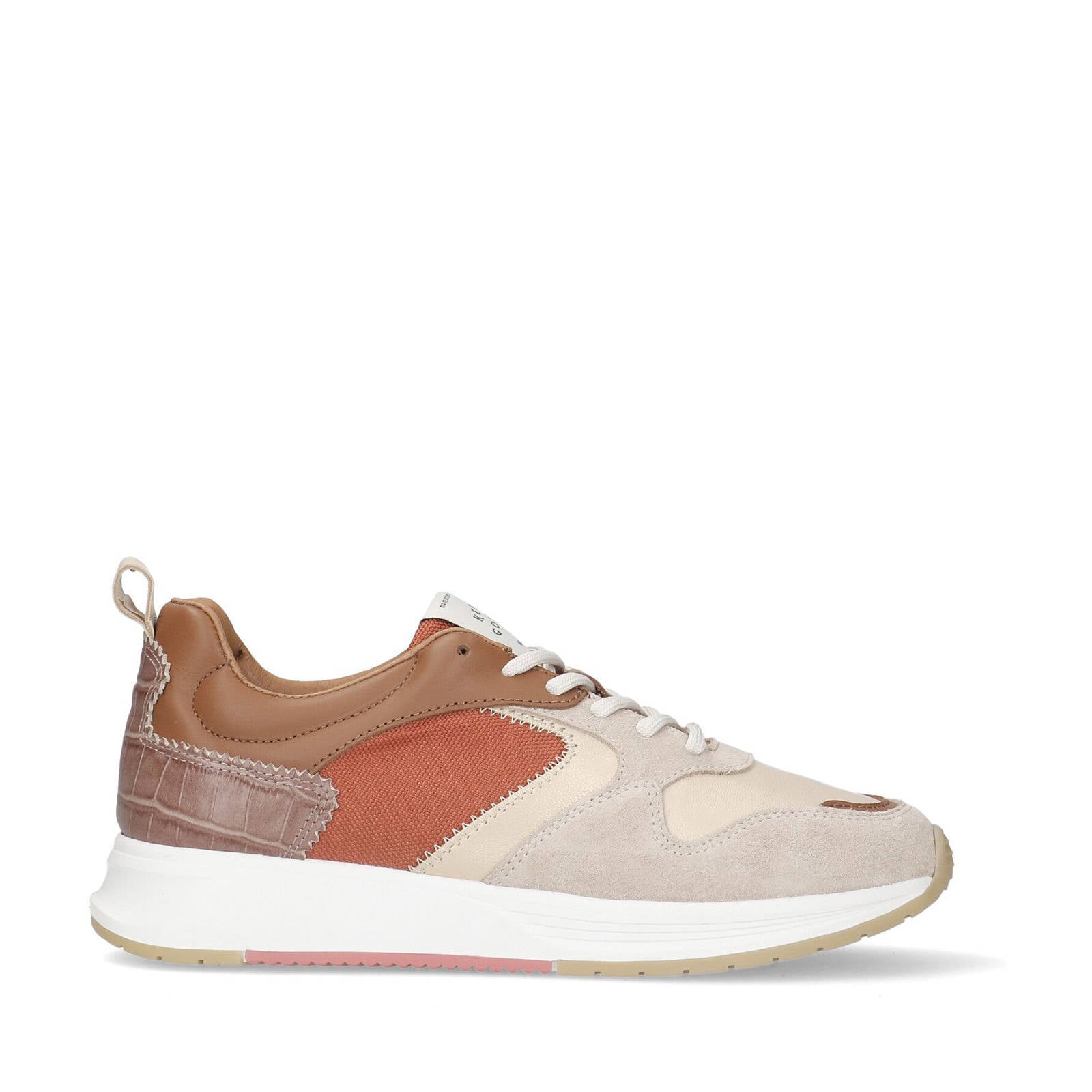 Manfield leren sneakers beige/multi | wehkamp