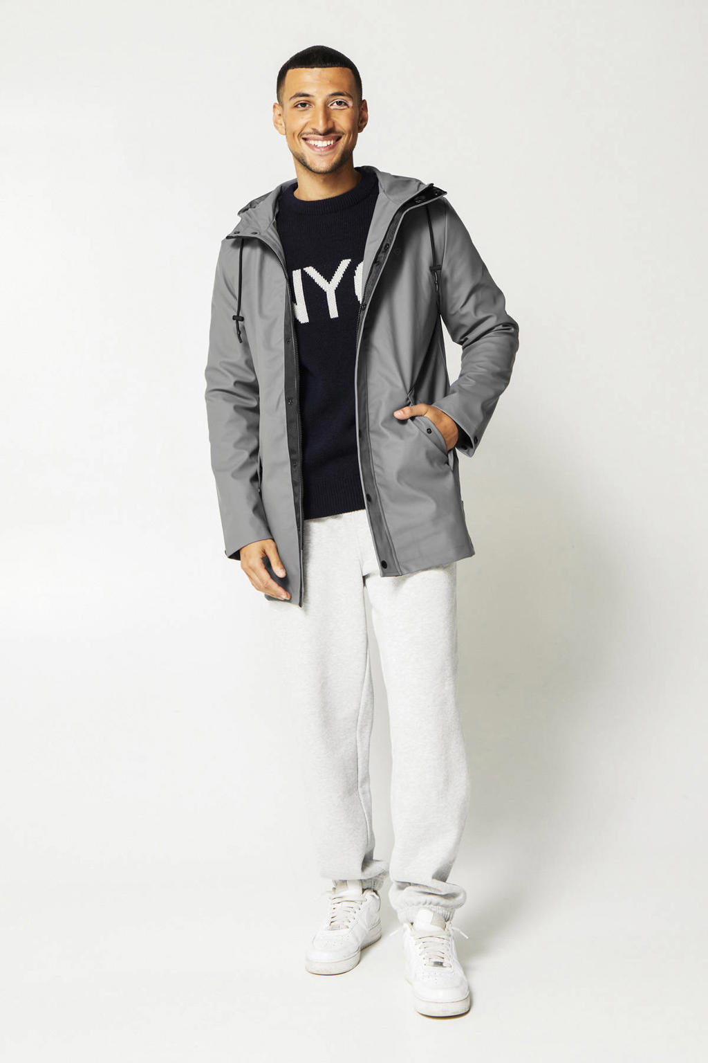 America Today regenjas Jace van polyester grey