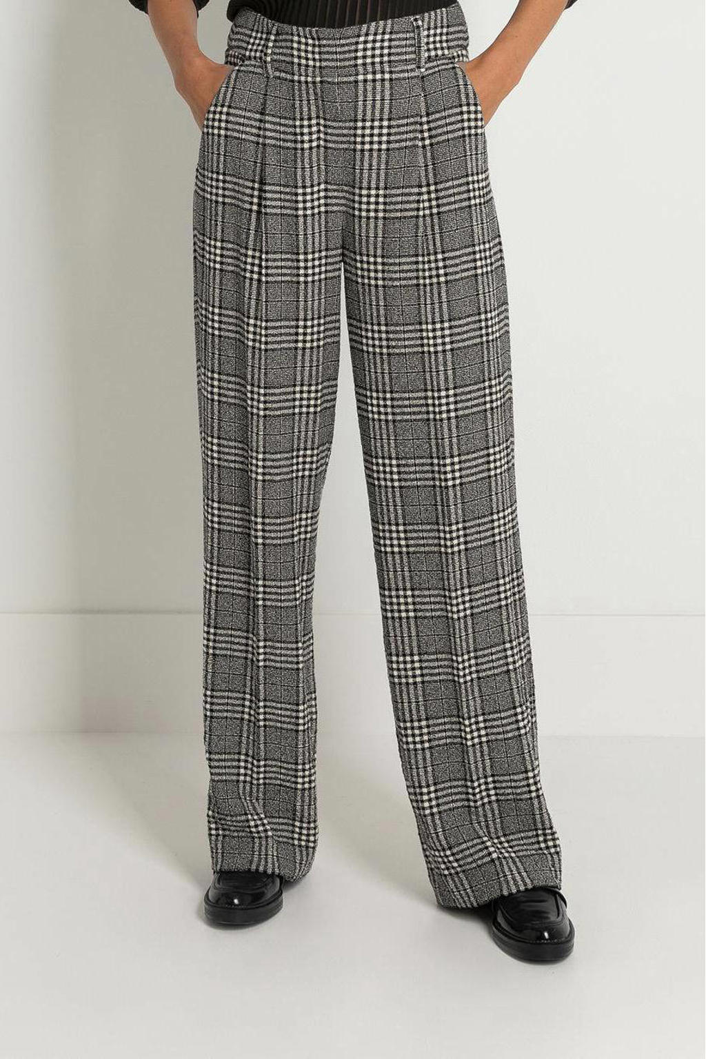 high waist geruite broek