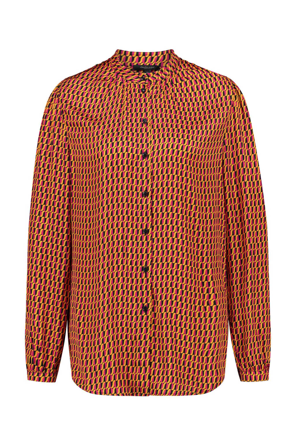 Claudia Sträter blouse met all over print oranje, zwart