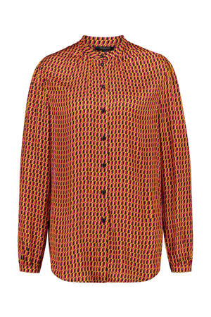 blouse met all over print oranje, zwart