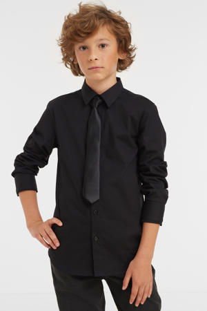 overhemd met stropdas zwart