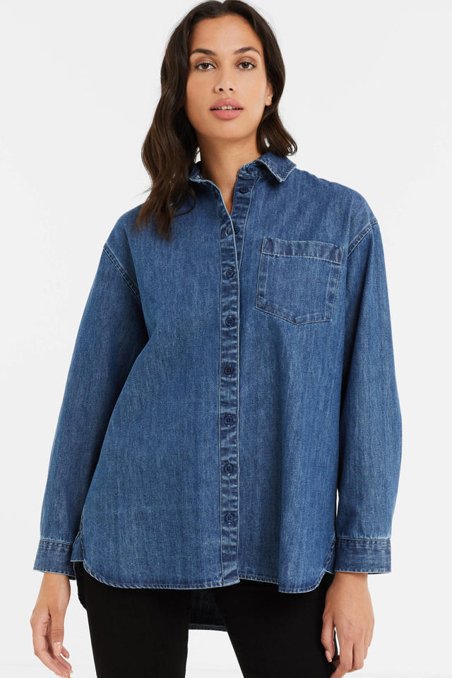 Oversized blouse blauw | wehkamp