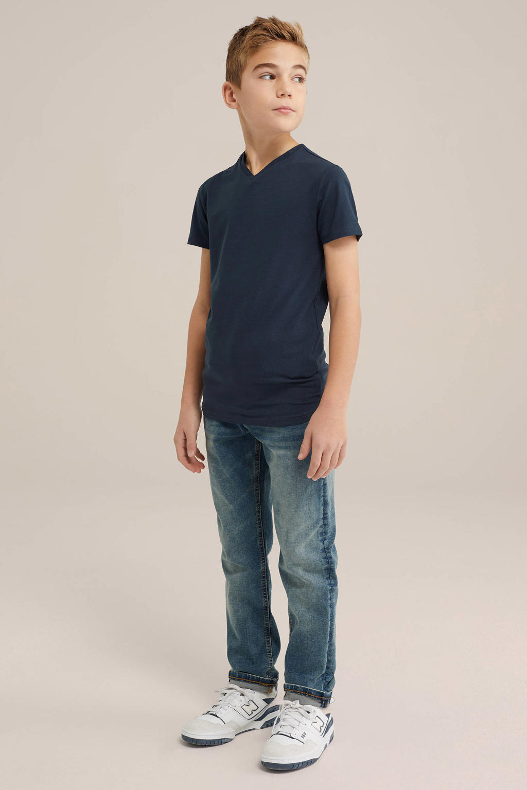 WE Fundamentals basic T-shirt donkerblauw