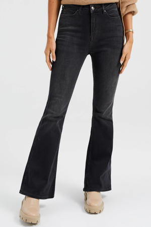high waist flared jeans antraciet